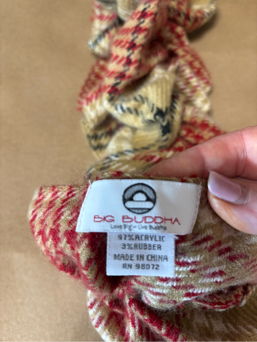 Big Buddha Red and Beige Marled Knit Scarf